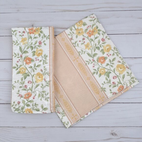 Lintex Fabric Dinner Napkins Damask Floral Stripe 17x17 Set of 4 - Picture 1 of 2